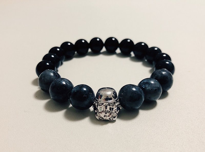 925silver STAR WARS obsidian/Eagle-eye stone beads bracelet - Bracelets - Gemstone Silver