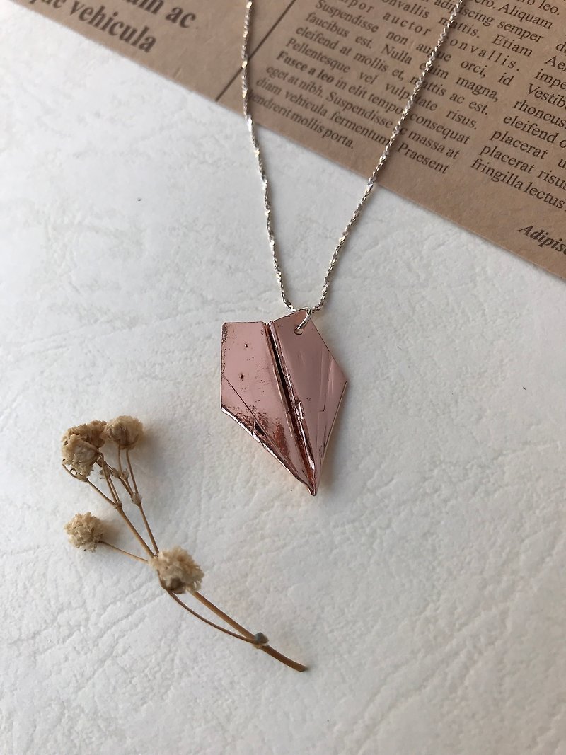 Sterling Silver Necklaces - Paper airplane/romantic Rose Gold/send message/sterling silver necklace