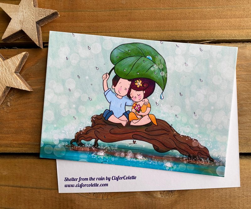 Shelter from the rain postcard - Cards & Postcards - Paper Blue