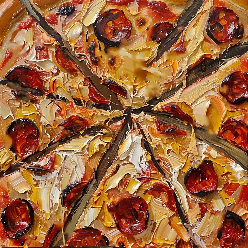 Pizza Oil Painting Food Original Art Kitchen Wall Art by ArtSenya - ตกแต่งผนัง - วัสดุอื่นๆ หลากหลายสี