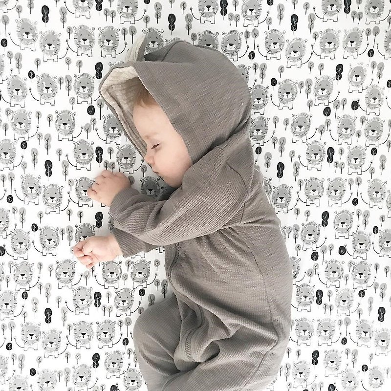 Mister Fly Baby Coverspread Hand-painted Lion MFLY114 - Kids' Furniture - Cotton & Hemp Gray