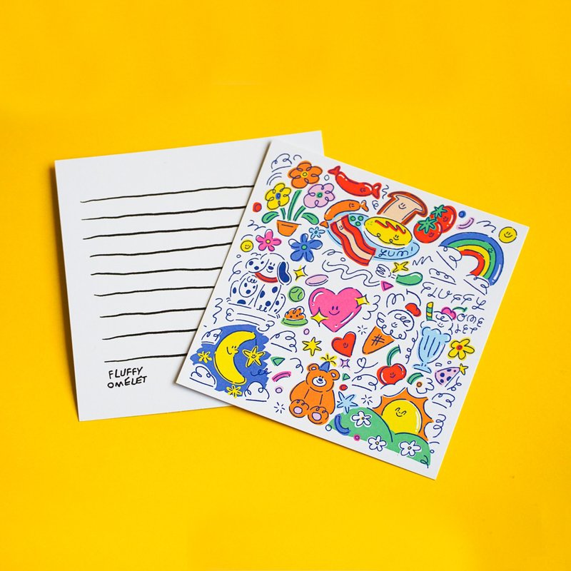 FLUFFY DOODLES MINI CARD - 卡片/明信片 - 紙 白色