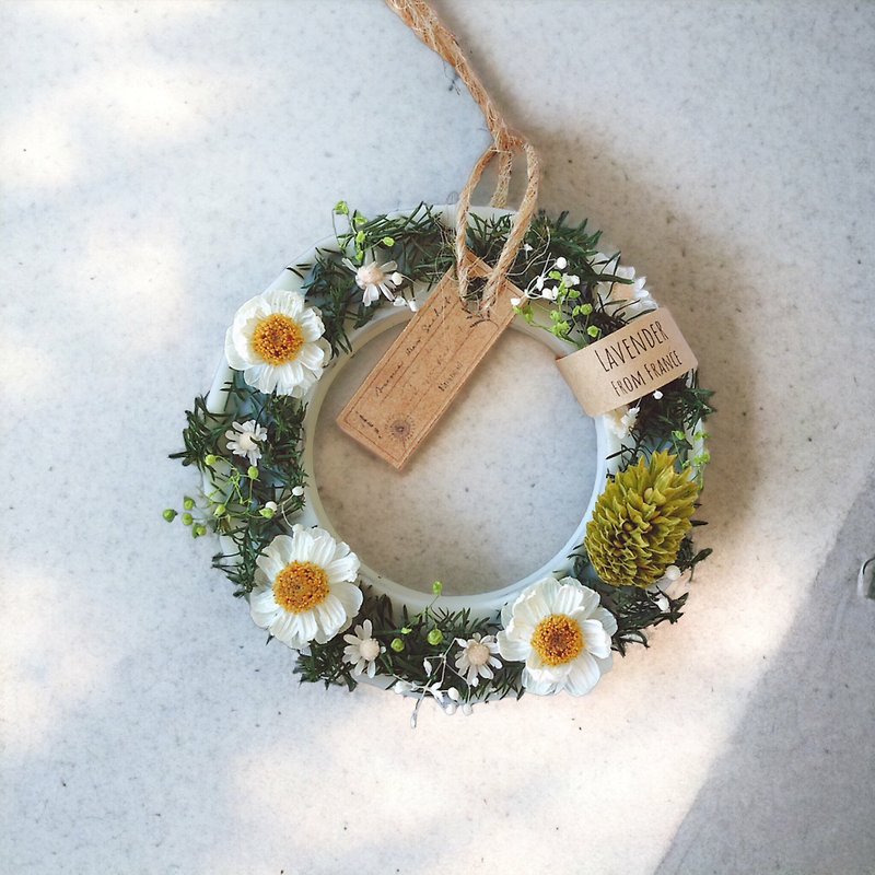 アロマワックスサシェ - spring wreath　ドライフラワーのリース風サシェ - アロマ・線香 - 蝋 グリーン