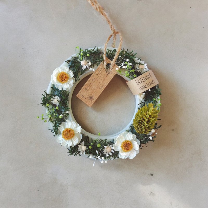 アロマワックスサシェ - spring wreath　ドライフラワーのリース風サシェ - 香氛/精油/擴香 - 蠟 綠色