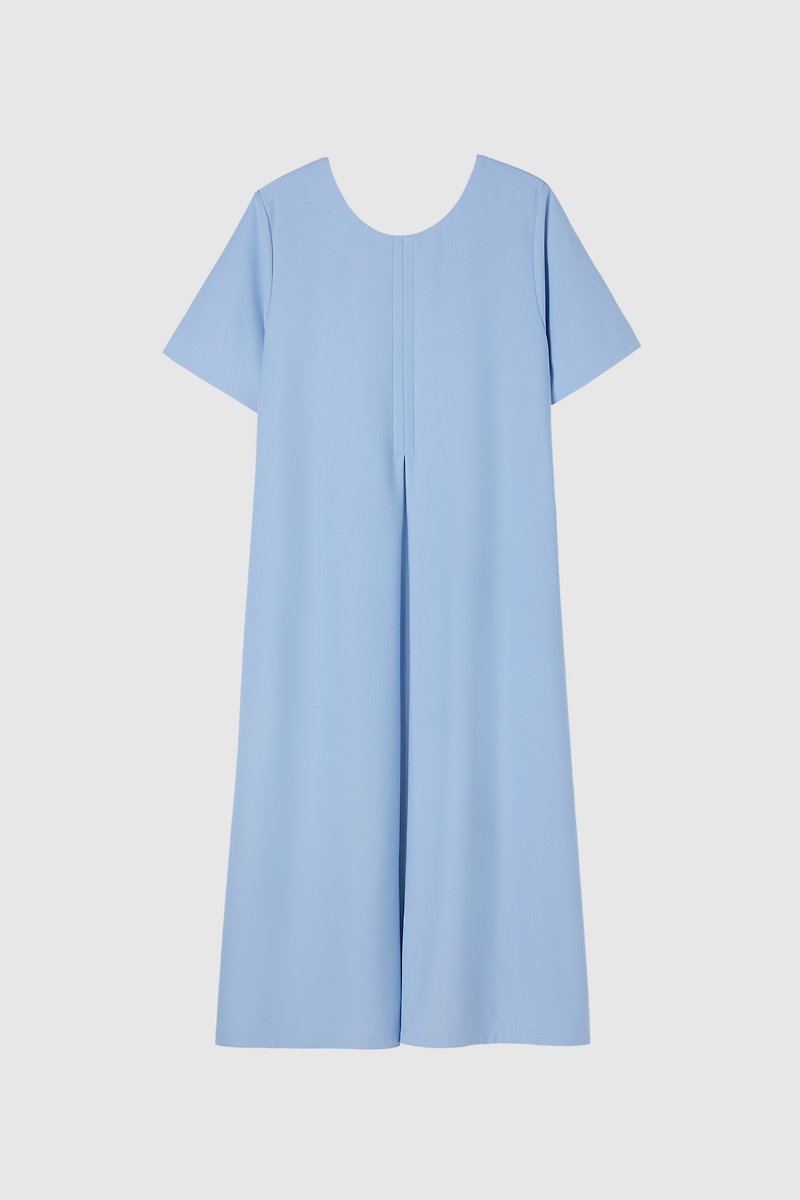 100% endless loop polyester long version A-line dress (light blue)