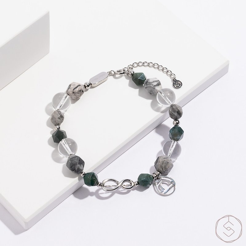 Exclusive Constellation | Aquatic Agate Map Stone White Crystal | Men's Crystal Bracelet (CONNY Series) - Bracelets - Crystal Green