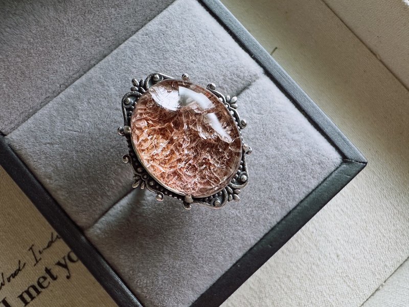 粉膠花水晶銀戒  Pink Manganocalcite Quartz Ring - S 925 - 戒指 - 水晶 