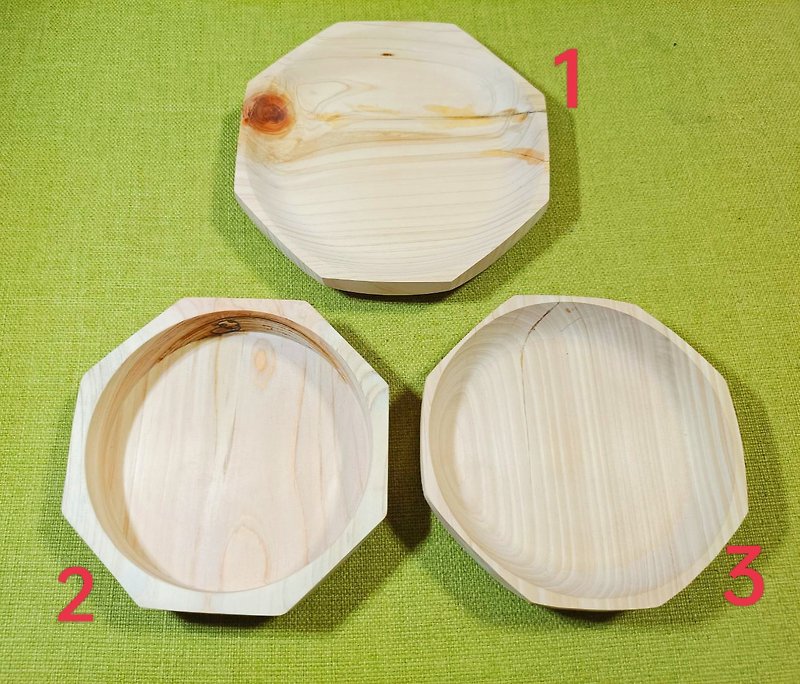 日本檜木手工車制八角盤 - 盤子/餐盤 - 木頭 