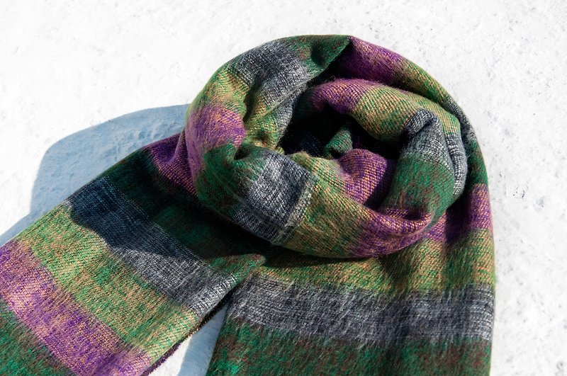 Pure wool shawl / knit scarf / knitted shawl / blanket / pure wool scarf / wool shawl - Morocco - Knit Scarves & Wraps - Wool Multicolor