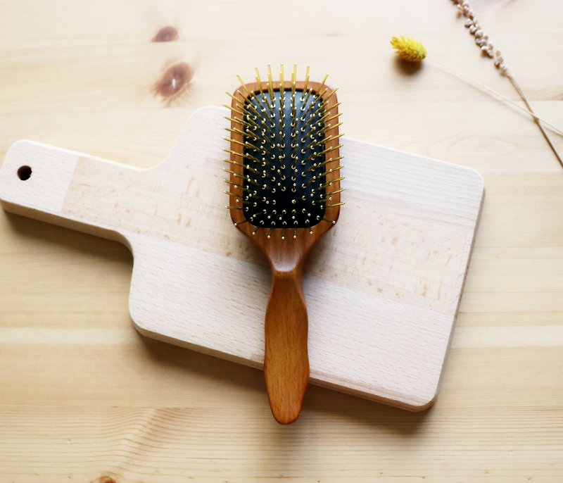 Wood Makeup Brushes - Small square beech pear pattern gold comb