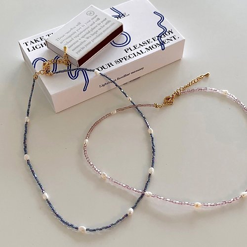 An sisters 透光小方珠鑲淡水珍珠 Beads Pearls Necklace