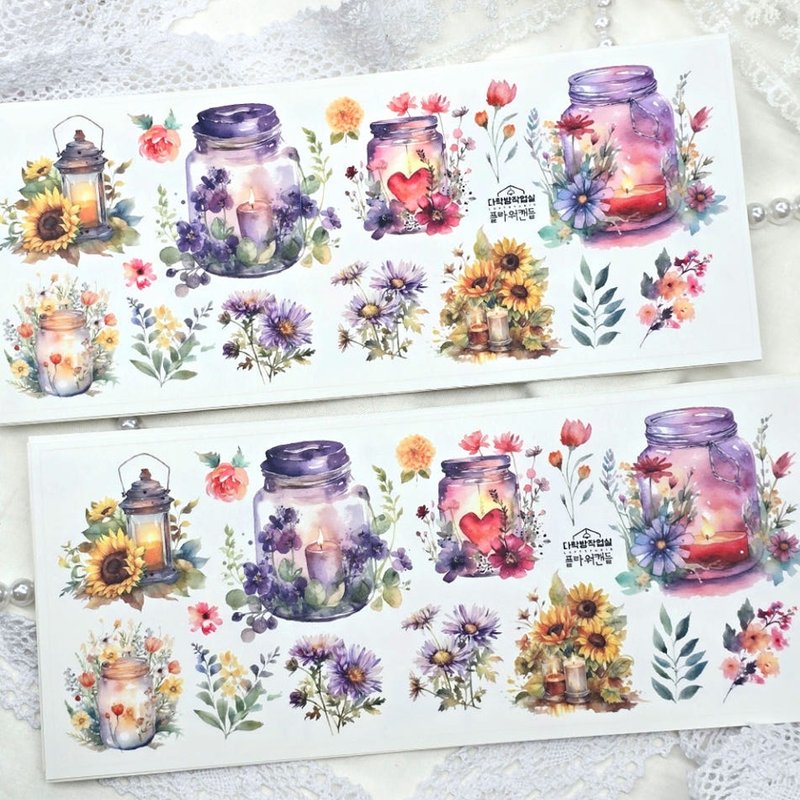 :Flower candle: Matte Transparent sticker - 貼紙 - 其他材質 