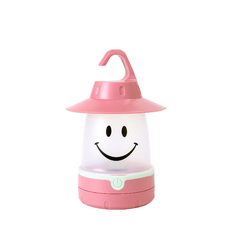 [SPICE] Japanese outdoor/indoor dual-use smile LED hanging lamp (camping lamp)-peach powder - โคมไฟ - วัสดุอื่นๆ สึชมพู