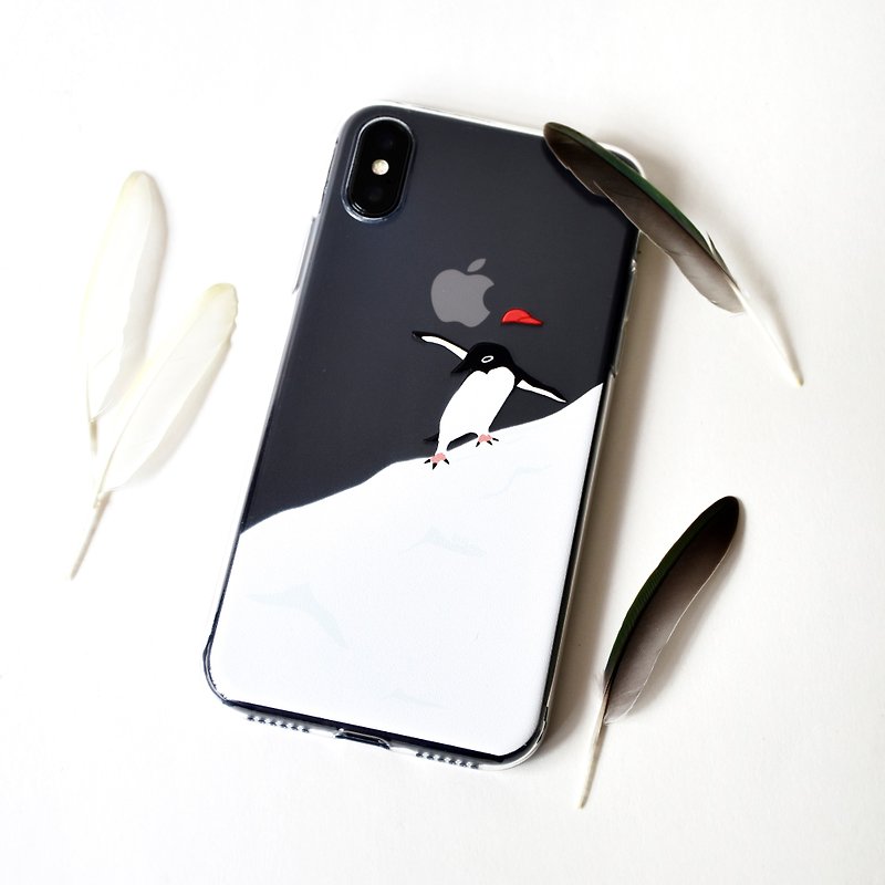 簡約風微浮雕 滑雪小企鵝圖案手機殼 // Phone Case // 清貨 現貨 - 手機殼/手機套 - 塑膠 多色