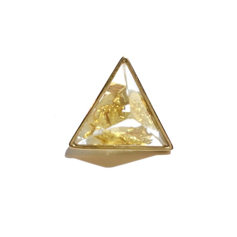 PRISM clip-on earring for one ear　 gold leaf - Earrings & Clip-ons - Resin Gold