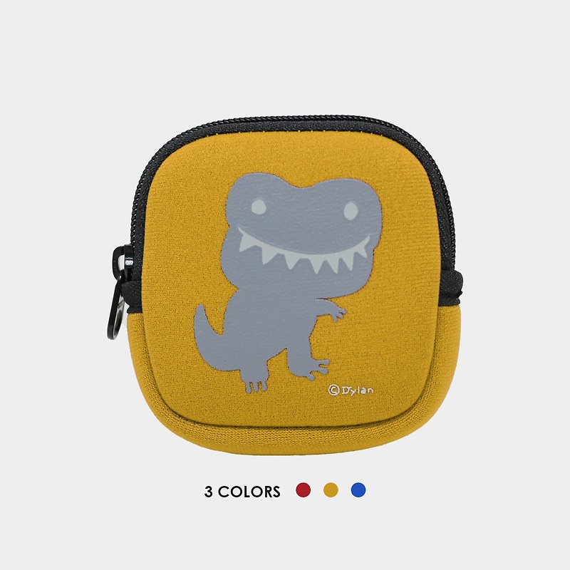 Square Coin Pouch - Dinosaur - Coin Purses - Waterproof Material Orange