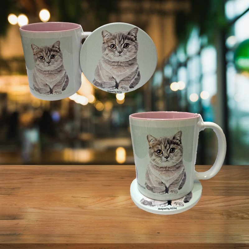 虎斑貓 陶瓷馬克杯 + 杯墊 | 禮品套裝 - 咖啡杯/馬克杯 - 陶 