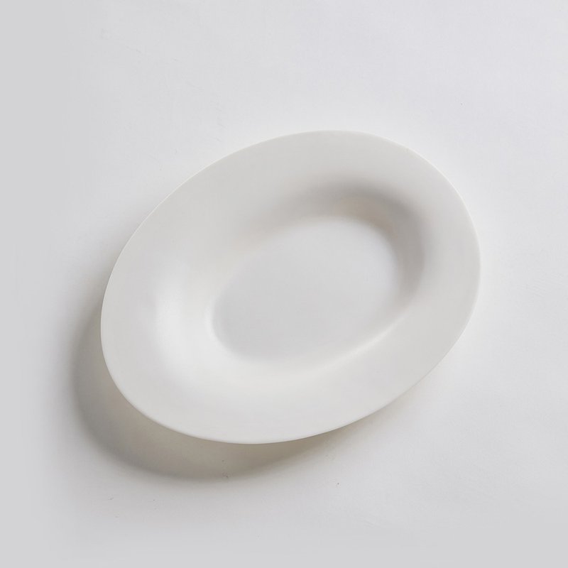 [3,co] Ocean Oval Plate (Large)-White - จานเล็ก - เครื่องลายคราม ขาว