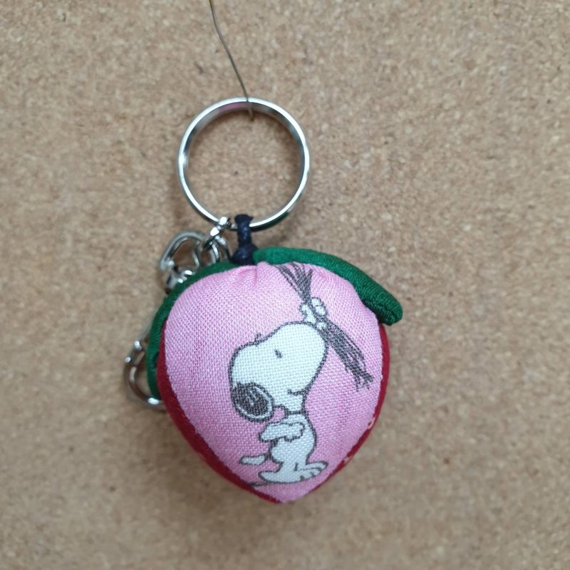 Beautiful Dog Inspirational Strawberry Shape Patchwork Keychain - Keychains - Cotton & Hemp Multicolor