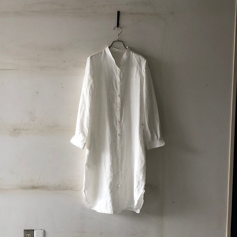 LINEN long shirt French Linen made in Japan - Women's Shirts - Cotton & Hemp 