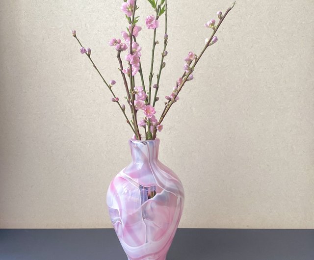 ガラス 花瓶 ピンク 桃色 ガラス 花瓶 ピンク 桃色