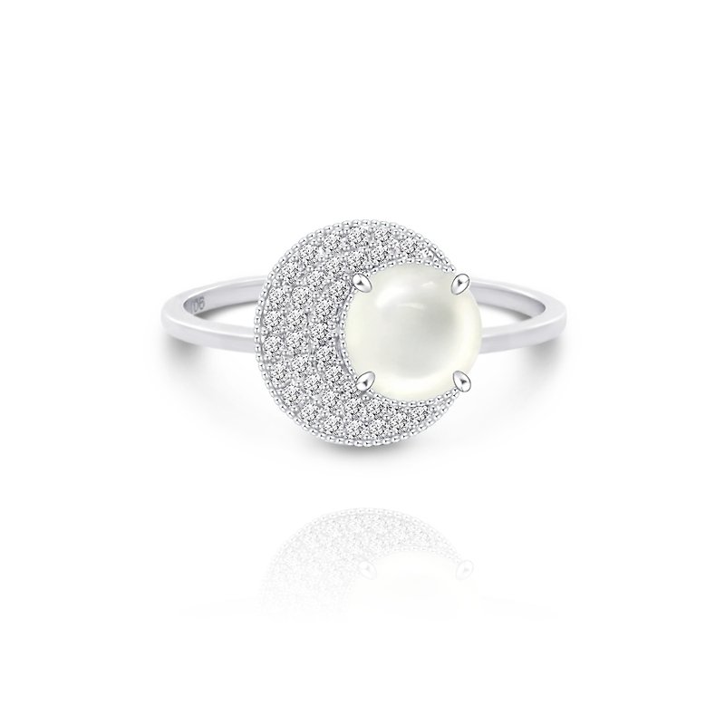 冰玻白翡鑽石戒指 - 月亮 - 戒指 - 玉石 