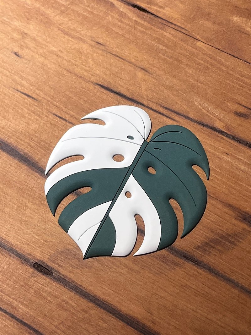 White turtle back taro coaster plant insulation pad soft rubber simulation material leaf home decoration cafe healing - Coasters - Waterproof Material Green