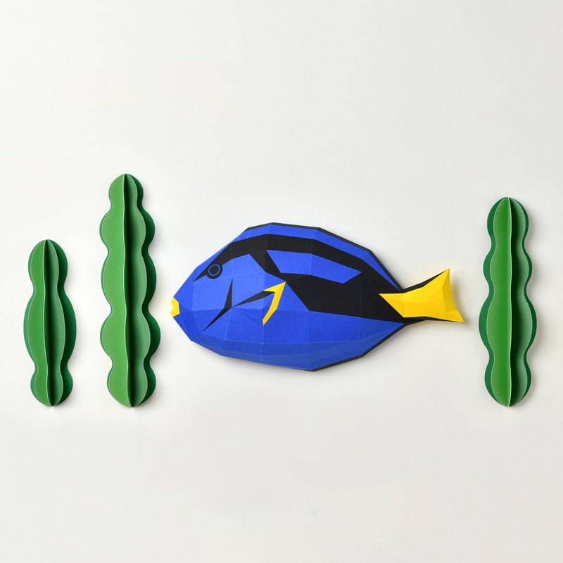 3D paper model-DIY hands-on-ocean series-blue fish-sea life decorations - งานไม้/ไม้ไผ่/ตัดกระดาษ - กระดาษ หลากหลายสี