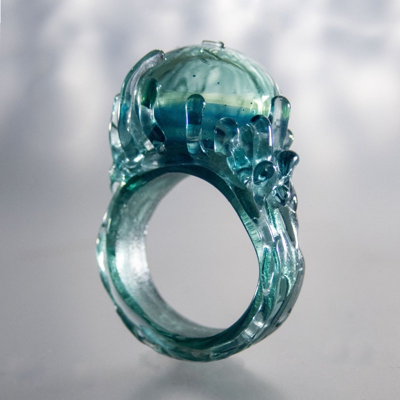 Blown Glass Chunky Ring - General Rings - Glass Blue