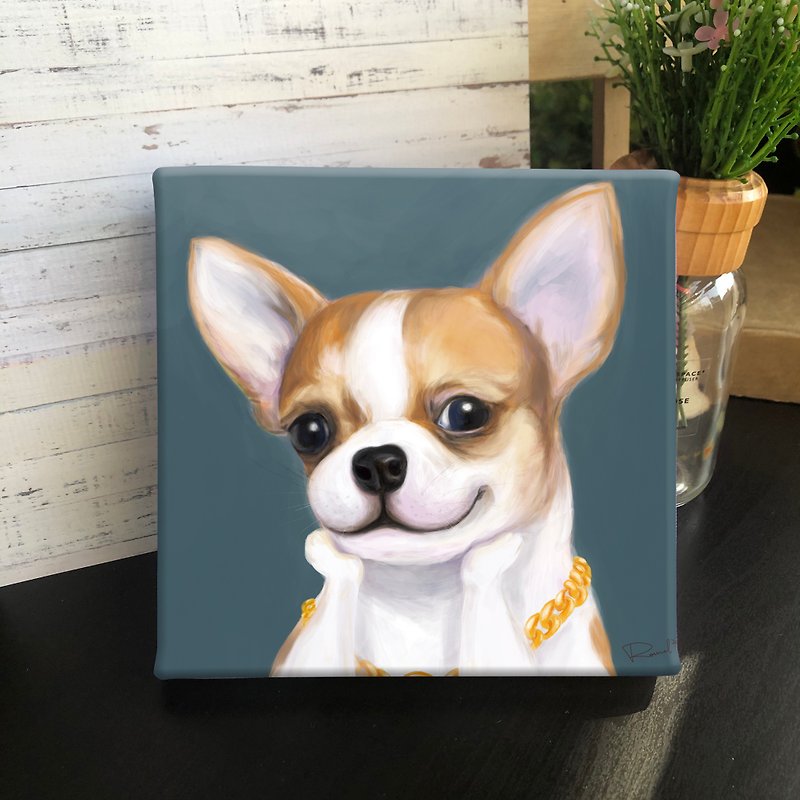 スマイル油絵シリーズチワワ犬の複製絵画 - ポスター・絵 - 防水素材 