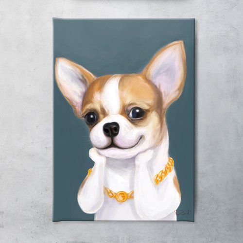 スマイル油絵シリーズチワワ犬の複製絵画 - ショップ 9cm zoo