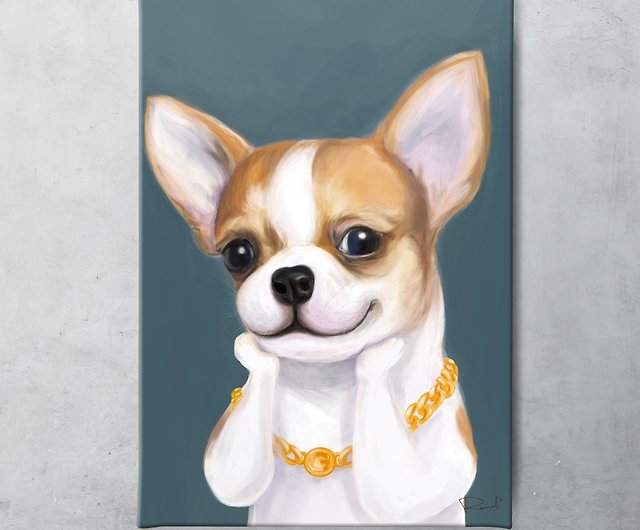 スマイル油絵シリーズチワワ犬の複製絵画 - ショップ 9cm zoo ポスター 