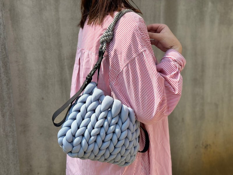 實體 | 台北 | 編涼感粗線包X登山背帶 Chunky Knit Bag - 編織/羊毛氈/縫紉 - 棉．麻 