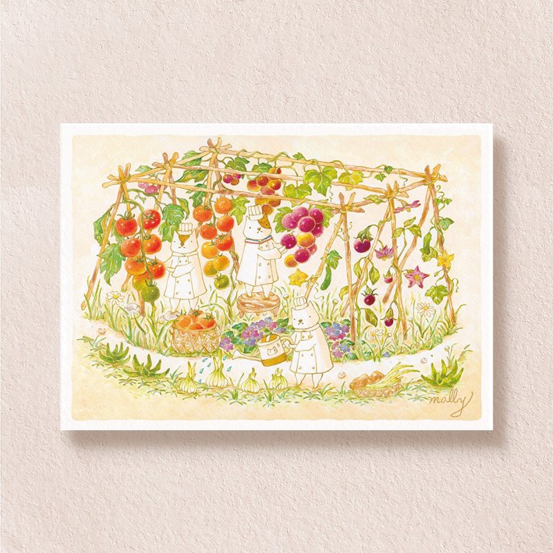 postcard-貓貓料理人家庭菜園 - 卡片/明信片 - 紙 多色