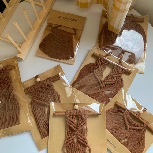 𝐚𝐧𝐧𝐢𝐞𝐞𝐢𝐧𝐧𝐚 |macrame studio Macrame 肉桂捲 波希米亞 編織 小型掛飾 咖啡色系