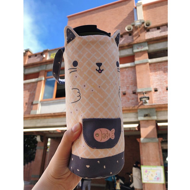 【Anemone Cat Water Bottle Tote】Original Printing & Pattern - Other - Other Materials Orange