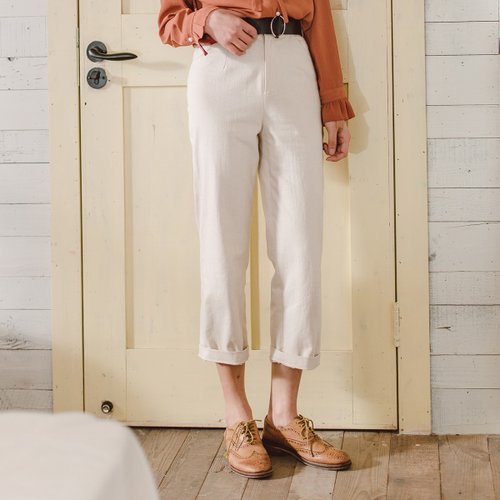 Anne Chen 2018 spring and summer new women&amp;#39;s pants seven pants pants color belt straight pants