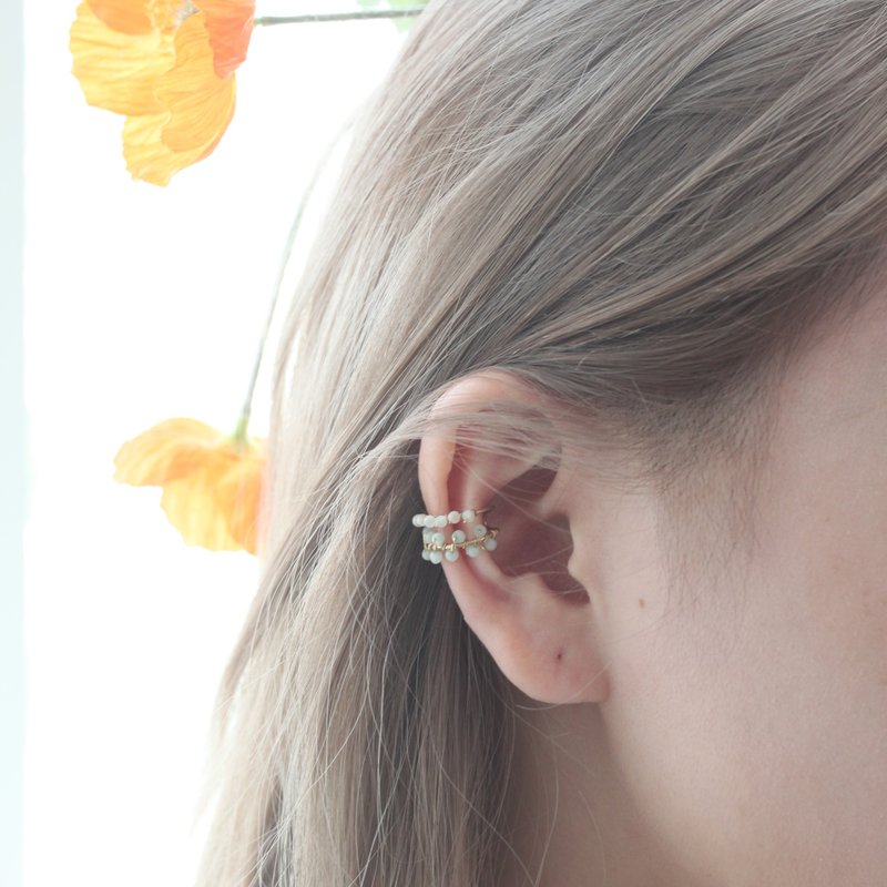 Sylvie - Forest - represents the beauty and mystery of nature natural pearl 14KGF ear cuff - ต่างหู - เครื่องเพชรพลอย สีเขียว