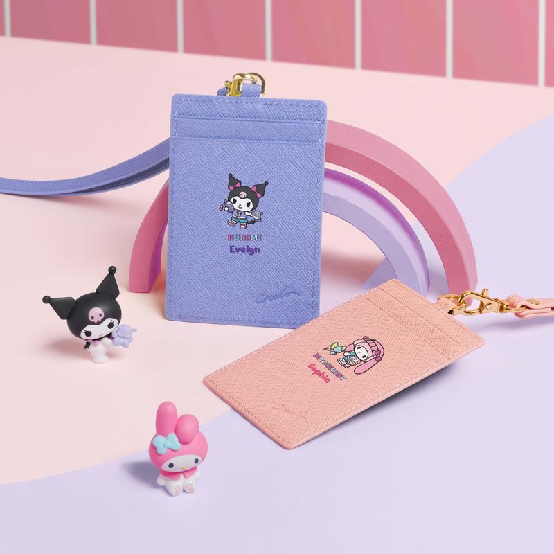 My Melody x Kuromi 限量版 客製化刻字 皮革證件套 (4色) - 錢包/皮夾/長短夾 - 真皮 粉紅色