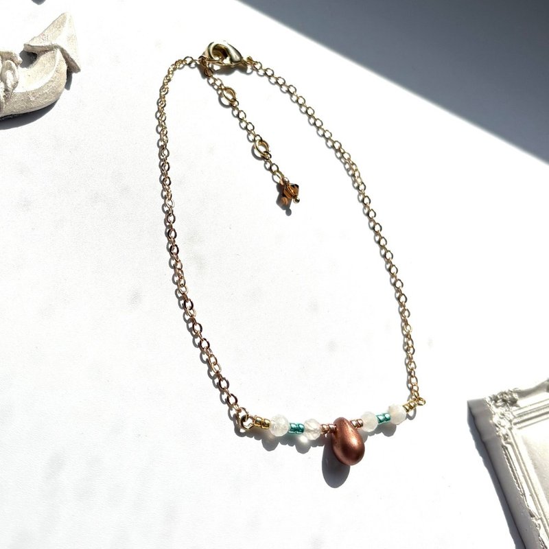 Anklet Terracotta Brown Summer Jewelry Handmade 18K Gold Plated Plating - 手鍊/手環 - 壓克力 咖啡色