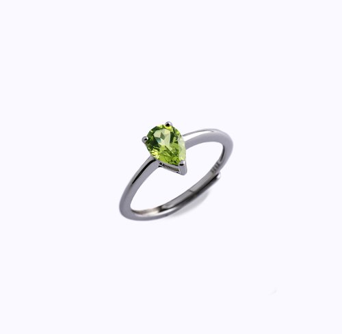 安珠 AND JEWEL 每天配戴的天然寶石 AND 橄欖石 綠色 水滴 5*7mm 戒指 經典系列 Pear 天然寶石