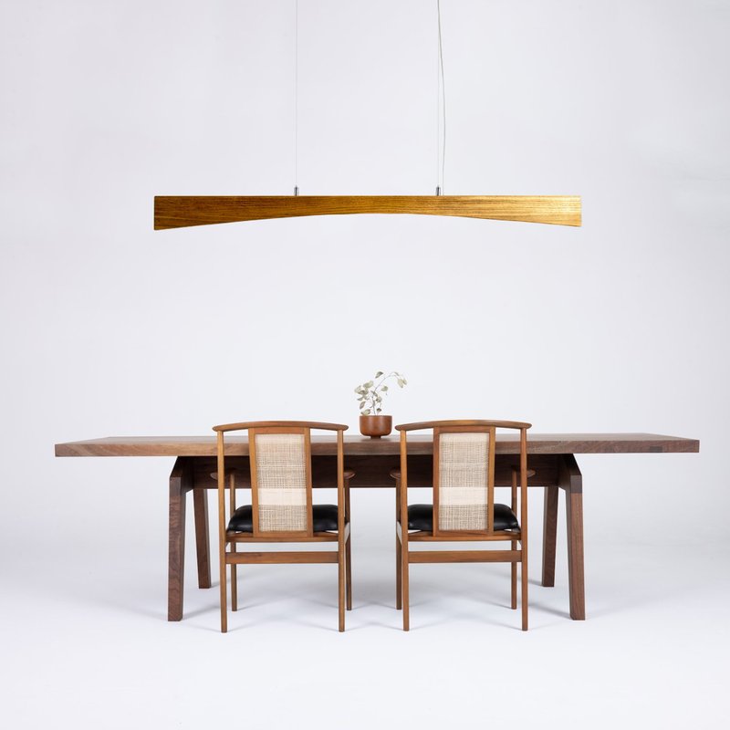 Wood Linear Chandelier Light Fixture, Hanging Lamp for Dining Room, Wood Lamp - 燈具/燈飾/燈罩 - 木頭 