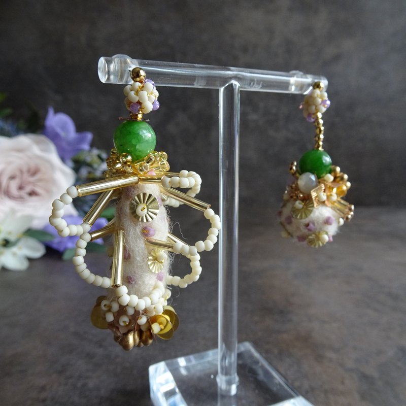 Botanical【耳環】 - 耳環/耳夾 - 半寶石 綠色