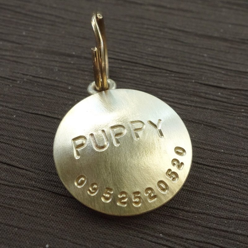 (Old version) 25mm thick version Bronze oversized pet name tag-dog tag charm key ring - อื่นๆ - โลหะ สีทอง
