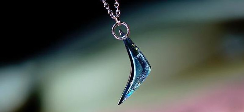 【受注制作】 Aquamarine Boomerang - 項鍊 - 玻璃 藍色