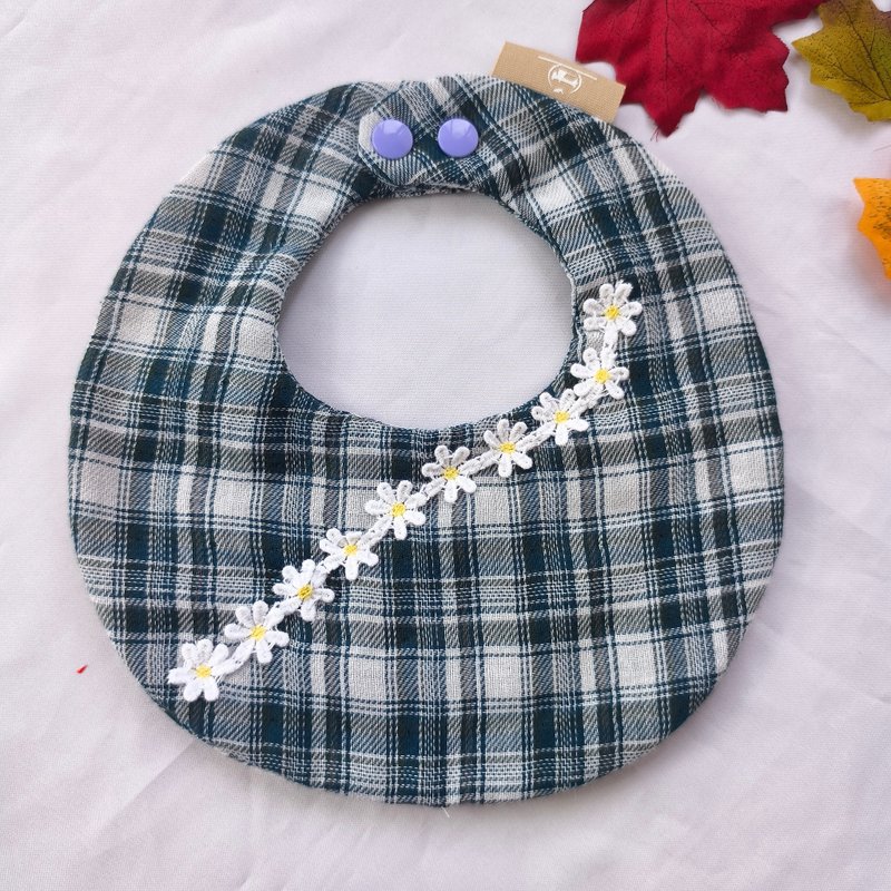 Egg-shaped pocket-dark green and dark blue plaid lace - Bibs - Other Materials Multicolor