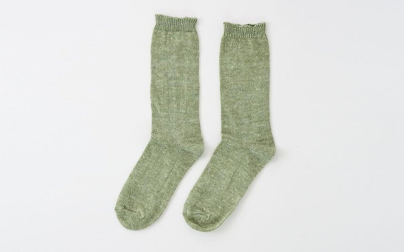 Socks light green ladies for linen knit - อื่นๆ - ผ้าฝ้าย/ผ้าลินิน สีเขียว
