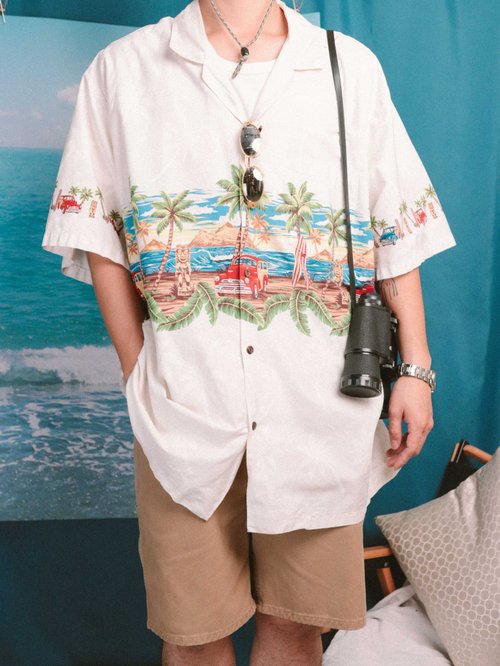 Tsubasa.Y│**Multiple styles available**Vintage animal and plant Hawaiian  shirt short-sleeved animal and plant - Shop tsubasay Men's Shirts - Pinkoi