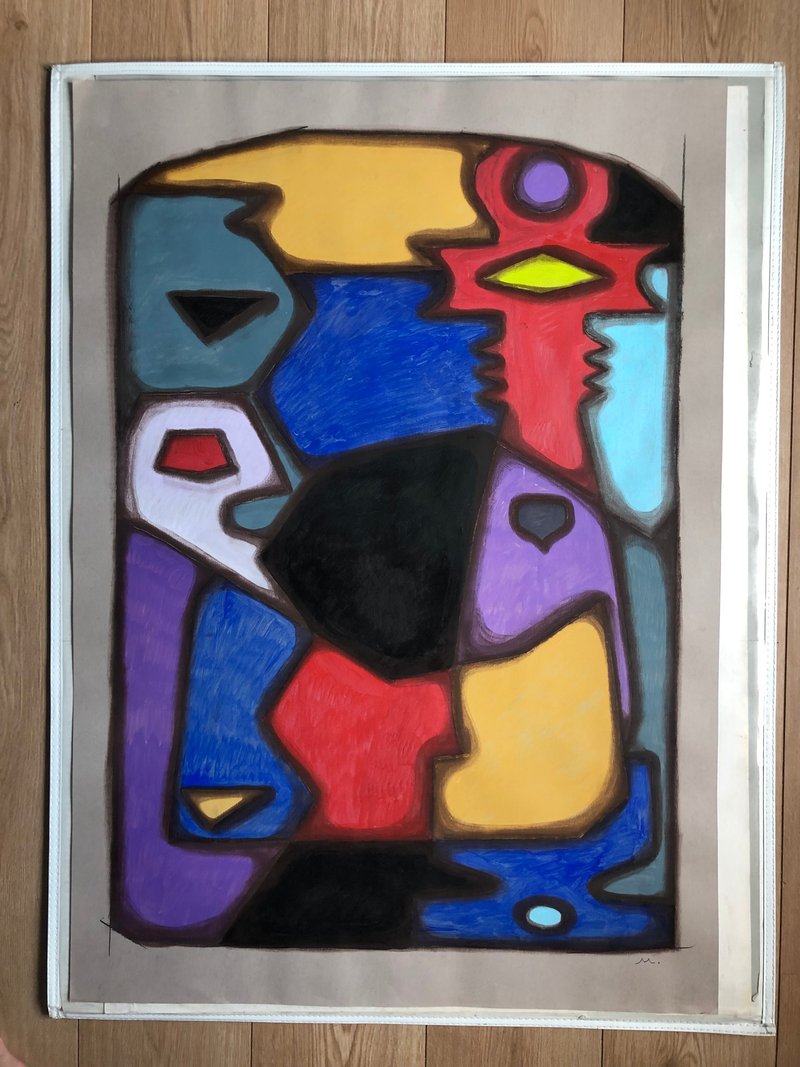 Vibrant Mosaic of Emotions, Watercolor Abstract Painting by Eugene Mukhoid - 壁貼/牆壁裝飾 - 紙 多色