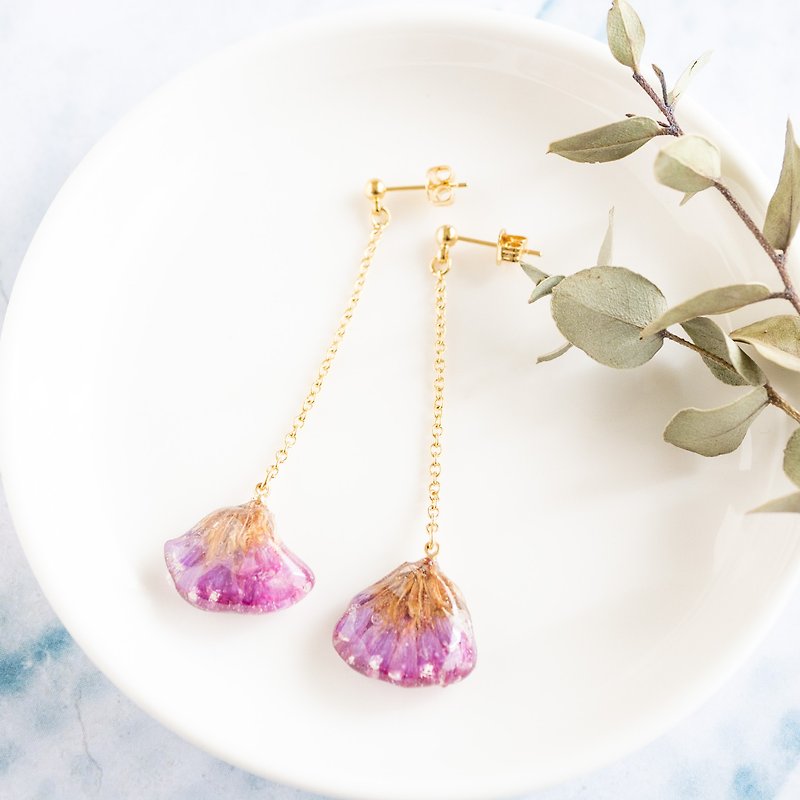 Wavyleaf sea-lavender earrings - ต่างหู - เรซิน สีม่วง